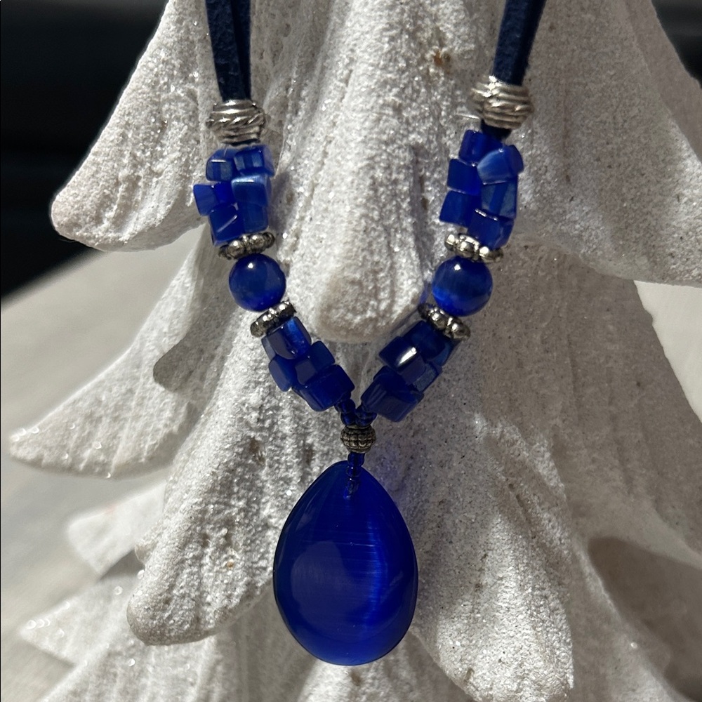 Blue Stone Pendant Necklace - Mexican Artisan Made - NWT